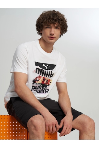 Puma Marka, %100 Pamuktan Üretilmiş, Erkekler İçin Spor Tarzı, Grafik Baskılı Tişört. Xl
