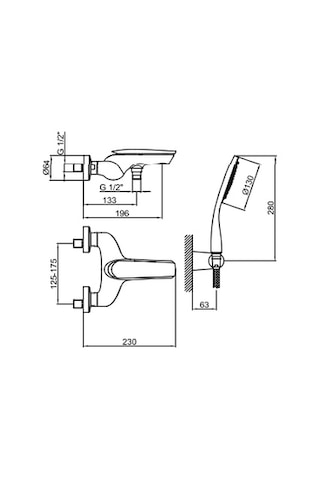 İtalyan Webert-aria Tek Kollu Duş Bataryasi -spi Ral Hortum-elduşu Dahi L Krom
