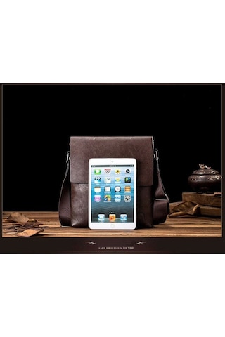 2'li Erkek Omuz Çantası Seti - Kahverengi