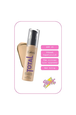 Total Perfecting Spf 15 Yoğun Kapatıcı Mat Bitişli Fondöten - 221 Natural Beige