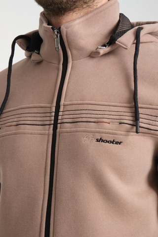 Shooter Sportswear Shooter Kışlık Erkek Eşofman Takımı İçi Şardonlu Kapüşonlu Regular Kalıp Vizon