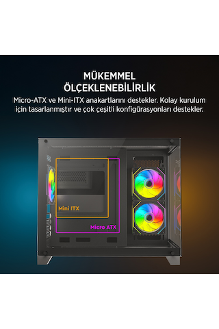 James Donkey Stark S700 3xargb Temperli Cam 650w 80+ Bronze Matx Siyah Gaming Oyuncu Kasa