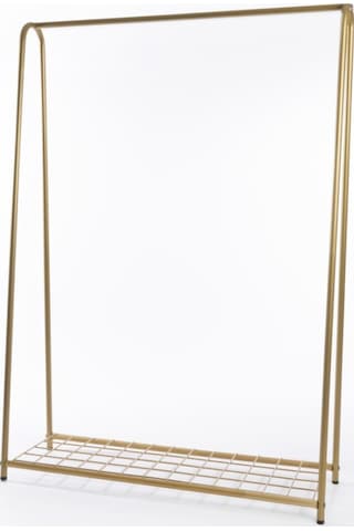 Raflı Metal Ayaklı Konfeksiyon Askılığı Gold Ayaklı Askılık Raflı Elbise Askılığı Kıyafet Askılığı Gold
