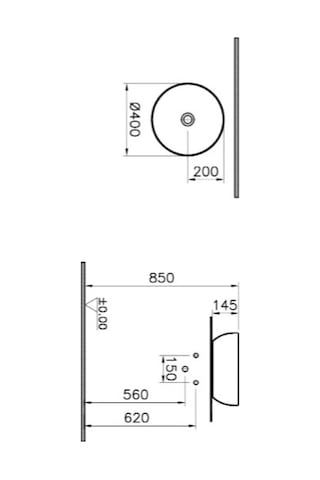 VitrA Outline Lavabo 40 CM Mat Siyah 5992B483-0016