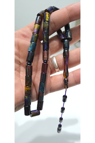 Sistem Püskül Kesme Multicolor Sentetik Opal Tesbih Çok Renkli
