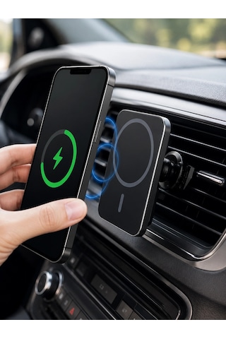 15w Hızlı Şarj Destekli Manyetik Araç Telefon Tutucu Kablosuz Araç Şarj Standı Belirtilmemiş