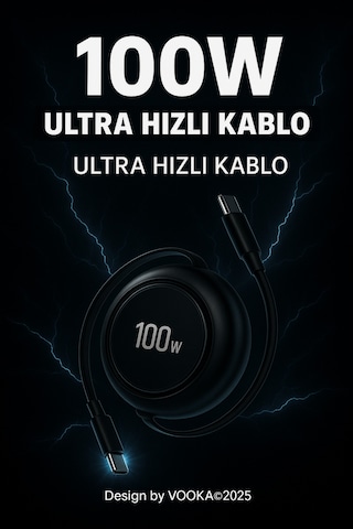 100w Type-c Makaralı Hızlı Şarj Kablosu Ultra Güçlü, Dayanıklı Ve Taşınabilir Tasarım