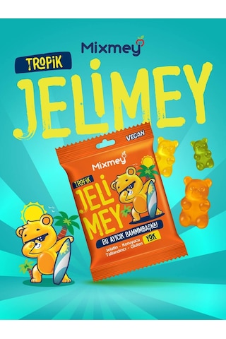 Mixmey Jelimey Tropik Jelatinsiz Doğal Tropik Lezzet Gummy Bear Ayıcık 12 x 35 G