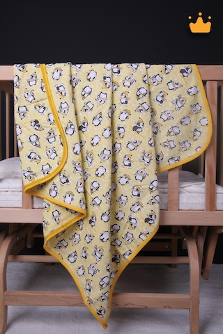 Babyhola 100x100cm %100 Pamuk Çift Kat Çok Amaçlı Örtü Battaniye Penguen Desen 13100 001