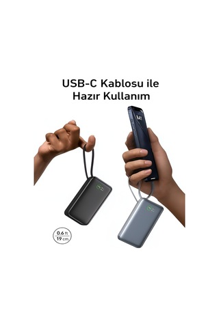 Deanb PW109 10000 mah 22.5w Hızlı Şarj Dahili Type-c Kablo Usb-type-c Giriş Powerbank