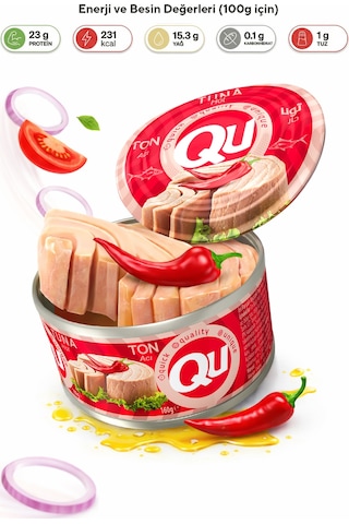 Qu Acılı Ton Balığı 160 G + Qu Sade Ton Balığı 160 G
