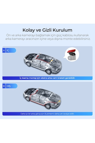 Azdome M550h 3 Kameralı 4k+2k+1k Çift Starvıs 2 Araç Kamerası