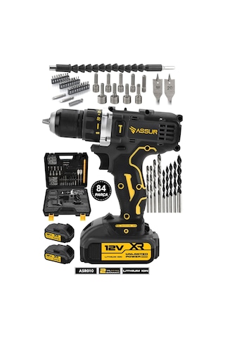 Assur 12V Çift Akülü Vidalama Metal Şanzıman Bakır Sargılı Şarjlı Matkap - 2129