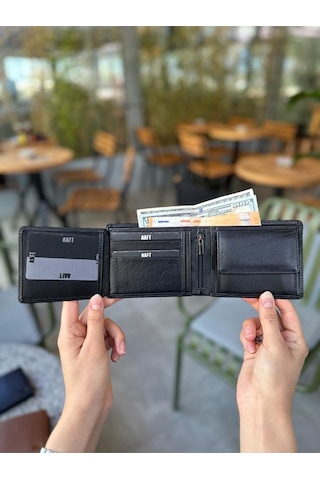 Mft Leather Hakiki Deri Erkek Cüzdan Fermuarlı, Bozuk Paralı, İsim Yazılı Tokyo 2404 - Napa Siyah Napa Siyah