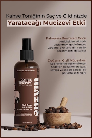 Enzym Cosmetics Doğal Dökülme Karşıtı Kahve Saç Toniği 200 ML