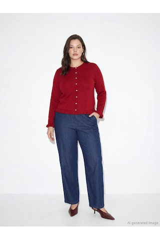 Lcw Grace İndigo Beli Lastikli Straight Fit Kadın Jean Pantolon