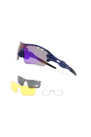 3-10 Yaş Çocuk Spor Polarize Güneş Gözlüğü 3 Değiştirilebilir Lensli Serin Bisiklet Uv Koruma Güneş Gözlüğü - Gök Mavisi Mavi