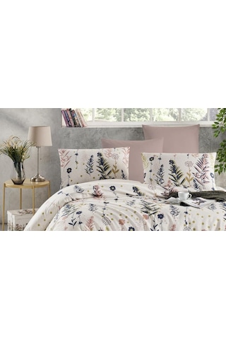 Flower Desen Baskılı Tek Kişilik Nevresim Seti 160x220 Ranforce Renkli