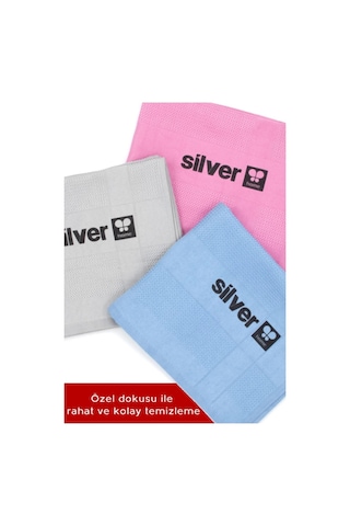 Silver Home Mikrofiber Dekoratif Cam Bezi Pk : 3 Adet Bezler 42 x 68 CM