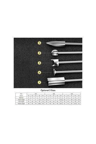 Geeroyoo 5'li Elektrikli Ahşap Oymacılık Ucu Seti - Hss Malzeme 3x8 Boyutlu Freze Uçları