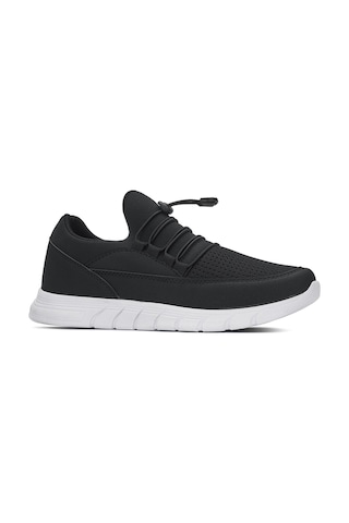 Günlük Kadın Erkek Sneaker Spor Ayakkabı Lastik Bağcıklı Fileli Nefes Alabilen Desenli Taban 05 Siyah - Beyaz