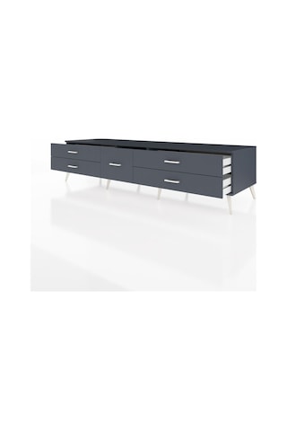 Kronos Tv Ünitesi 5 Çekmeceli 220x59x51 Antrasit-aytaşı/antrasit Aytası/antrasıt - Antrasıt