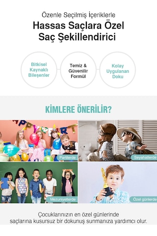 Çocuklara Özel, Hindistan Cevizi Yağı İçerikli, Güçlü Saç Şekillendirici Dashu Kids Coconut Hard Wax