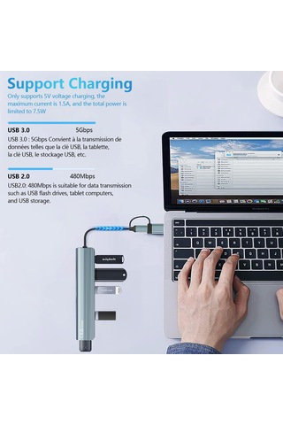 Obllemn Usb C Hub 3.0, 7'si 1 Arada Usb Hub 3.0 Multiport