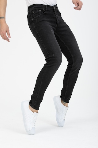 Erkek Siyah Destroy Skinnyfit Likralı Jean Kot Pantolon Siyah