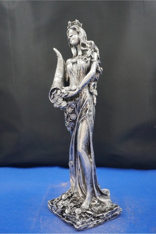 Fortuna Bereket Tanrıçası Heykeli - 28 Cm Mitolojik Biblo Hediyelik Eşya Ev Dekor Gümüş