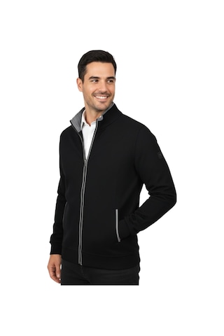 Erkek Spor Hakim Yaka Fermuarlı Hırka Regular Fit Bgl-st04948 Siyah