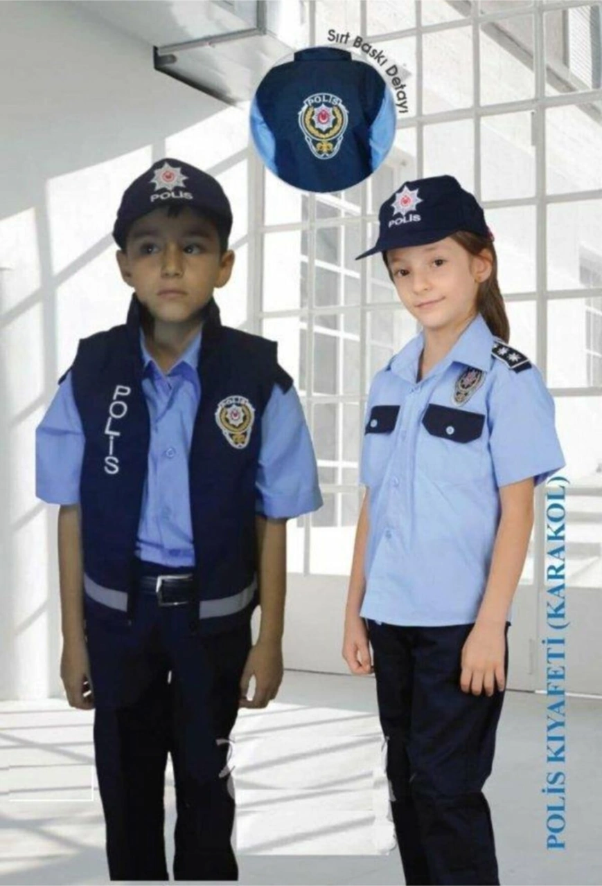 Marka Çocuk Polis Kıyafeti Yelekli 4 Parça 2-10 Yaş Çocuk Polis Kostüm Lacivert