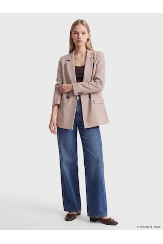 Lcw Vision Bej Kruvaze Yaka Kadın Blazer Ceket