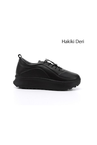 Gönderi(R) Gönderi R Kadın Siyah Lastik Bağcıklı Comfort Dolgu Taban Hakiki Deri Sneaker Ddza73845191 Siyah