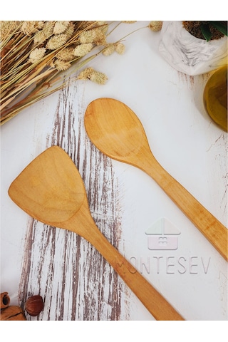 Ahşap Tahta Mutfak Kaşık Seti 2 Parça Kayın Şimşir Ağacı 2-6
