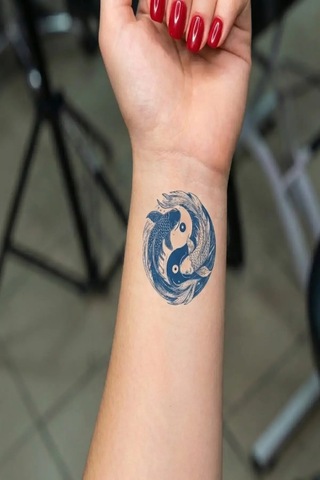 Ağaç Ying Yang Dostluğu 5 Cm Minimal Geçici Dövme Yarı Kalıcı Geçici Dövme