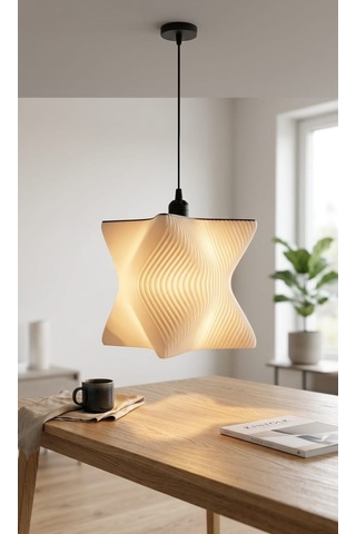Neslidekor Modern 3d Tasarım Geometrik Sarkıt Abajur - Antre Ve Salon Tipi Avize - Beyaz Beyaz