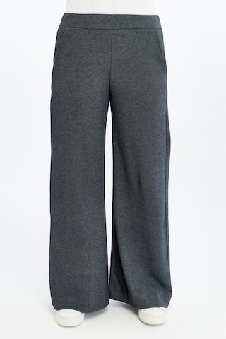 Kadın Bol Paça Regular Fit Pantolon Lacivert - Beyaz