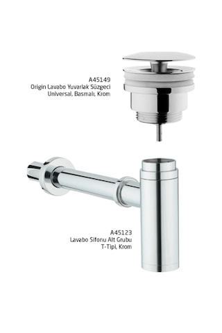 A45149 Origin Lavabo Yuvarlak Süzgeci A45123 Lavabo Sifonu Krom