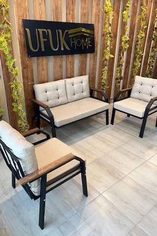 Ard & Garden 2 1 1 Balkon Takımı, Çay Seti, Metal Koltuk Takımı, Bahçe Takımı, Bahçe Mobilyası Bej