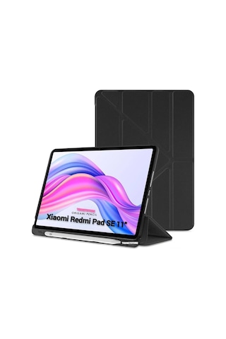 Xiaomi Redmi Pad Se 11 Inç Tablet Uyumlu Kılıf Katlanır Kalemlikli Standlı Uyku Modlu Akıllı Kapak Kılıf