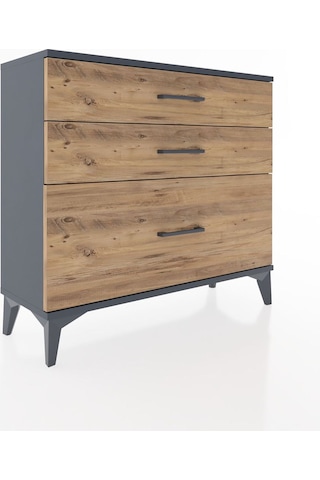 Arges Şifonyer 3 Çekmeceli 88x30x80 Antrasit-çam Antrasit