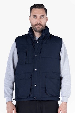 Elyaf Dolgulu Dik Yakalı Yelek Lacivert