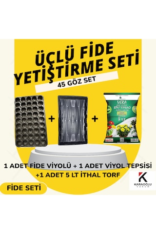Fide Viyolü Viyol Tepsisi Ithal Torf Üçlü Set Fide Yetiştirme Seti Seçim Yapınız 45 Göz Yuvarlak
