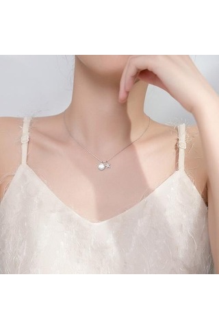 925 Ayar Gümüş Deniz Yıldız Ve Kabuk Kolye Kolye Kadınlar Için Hayvan Takı Kolyeler Altın - Gümüş