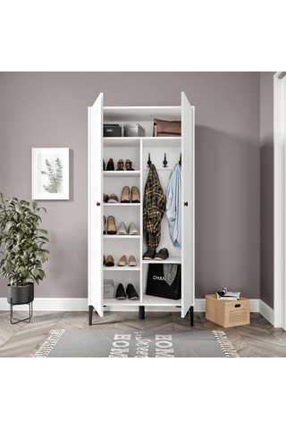 Massimo White Kapaklı,raflı Portmanto/ayakkabılık %100mdf