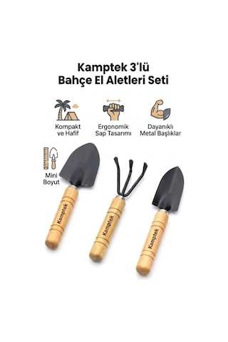 Mini Ahşap Saplı Saksı Çiçek Bahçe Bitki Hobi Seti 3 Parça