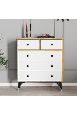 Moxen Mobilya S12 Çam- Beyaz Şifonyer