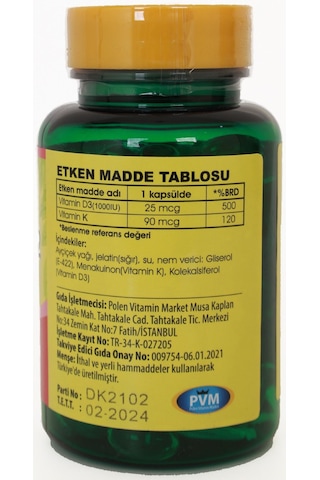 Vitapol Vitamin D3 Vitamin K2 2 Adet 100 Softgel D Vitamini K Vit