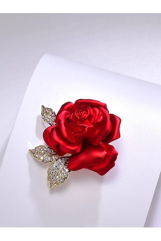 Beautiful Detail Broş Çiçek Gül 214132354 Kırmızı